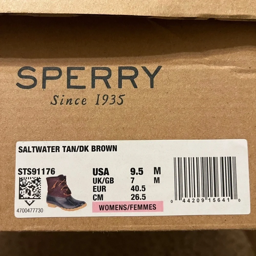 NWT Sperry Women's Saltwater Boots   Tan/Dark Brown